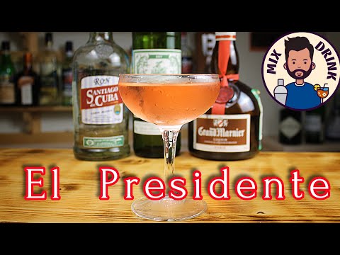 Видео: Эль президенте / El Presidente Rum cocktail - кубинский Ром - мартини