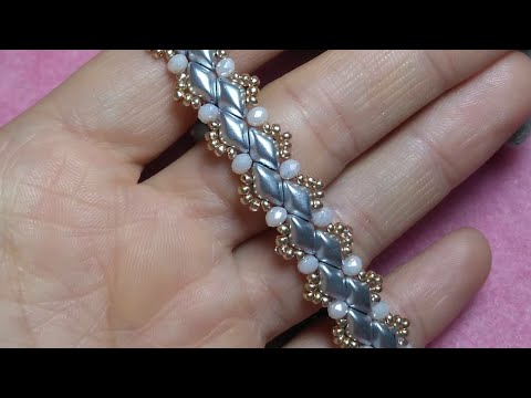 Видео: Gemduo,kristal ve kum boncuk ile zarif bileklik yapımı/Браслет из Gemduo и бисера/Beaded bracelet/