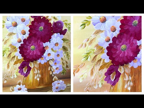 Видео: Легкая техника рисования цветов / Учебник по рисованию