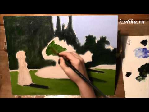 Видео: Дама в саду. По картине К.Моне. Масло. Часть 1