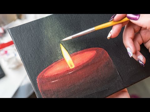 Видео: Красная свеча горит Ночью - Рисование акрилом / Homemade Illustration (4k)