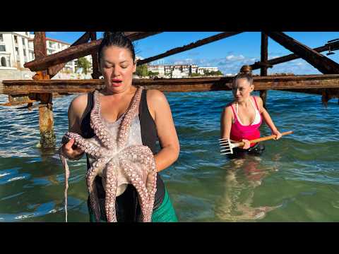Видео: Осьминог прямо с Моря! И Ещё Море Закусок!