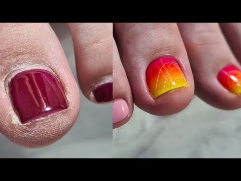Видео: ❤ ЭКСПРЕСС педикюр НА КЛИЕНТЕ ❤ ТРЕХЦВЕТНЫЙ градиент ❤