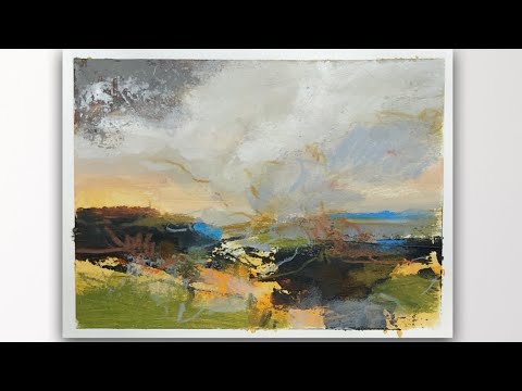Видео: Урок по абстрактной пейзажной живописи с красивыми приглушенными цветами неба | Акриловые краски ...