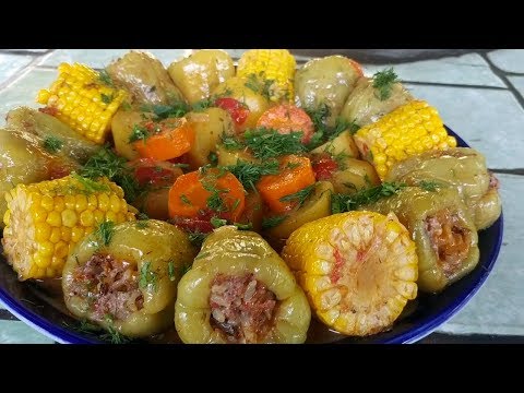 Видео: Фаршированные перцы в казане на костре . Обед за 5$. Мужики готовят