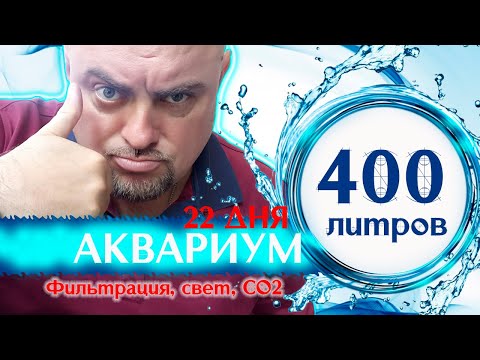 Видео: Аквариум 400 литров. 22 дня после запуска. Фильтрация, свет, СО2.