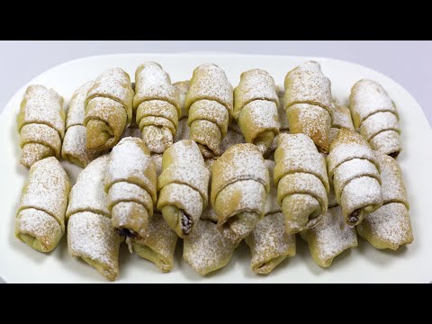 Видео: Нежные Рогалики на Сметанном Тесте | Начинка из Карамелизированной Груши и Грецких Орехов.