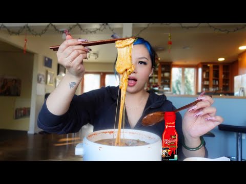 Видео: сырная лапша типа рагу самьян *мукбанг*