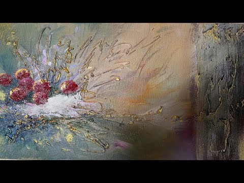 Видео: Зимний этюд. Текстурная паста. Акрил. How to create X-mas card with acrylic.