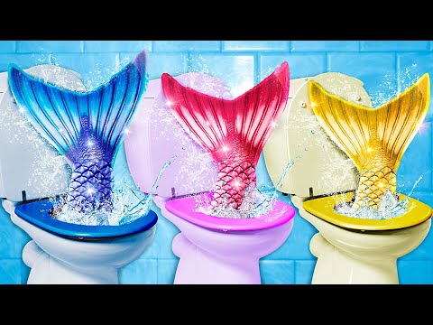 Видео: Розовая vs голубая vs желтая русалка! Цветной челлендж 24 часа!