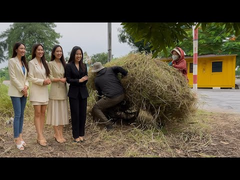 Видео: Мы убрали гигантский ковер из травы перед домом 4 ленивых девушек!