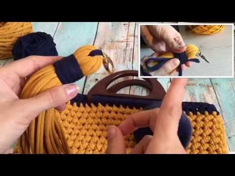 Видео: Вяжем СУМКУ из ТРИКОТАЖНОЙ ПРЯЖИ. ЧАСТЬ 2: Стенки сумочки и ДЕКОР