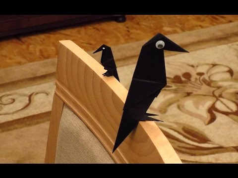 Видео: Как сделать ворону из бумаги / Оригами ворона схема / Оригами из бумаги