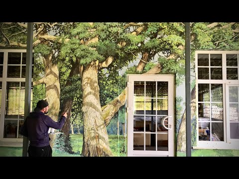 Видео: Wall painting based on Shishkin's painting.1 часть.Роспись стен по мотивам картины И.И.Шишкина