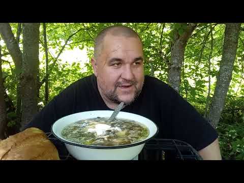 Видео: Обжор - летние зеленые щи, съел на камеру целый тазик