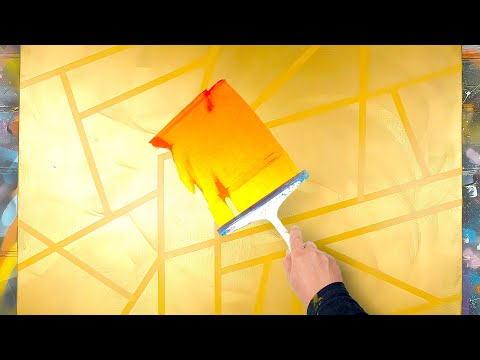 Видео: Демонстрация абстрактной живописи с использованием акриловой краски и малярной ленты | Quandiu