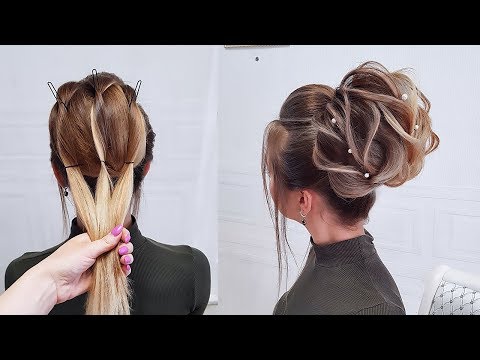 Видео: Красивые прически пошагово.Свадебная прическа.Высокий  пучок елочка