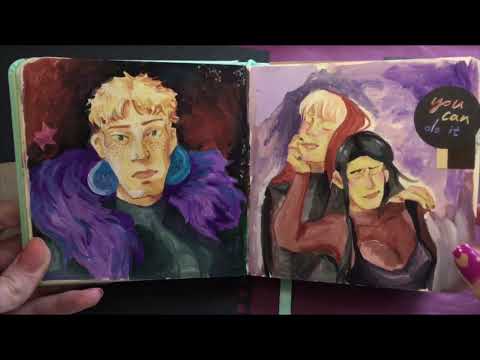 Видео: Длинный обзор скетчбука ;3 /аква