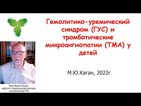 Видео: Гемолитико-уремический синдром (ГУС) и тромботические микроангиопатии (ТМА) у детей.