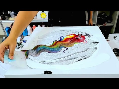 Видео: Весело и легко! ~ Радужное акриловое абстрактное искусство ~ Новая техника ~ Жидкая живопись