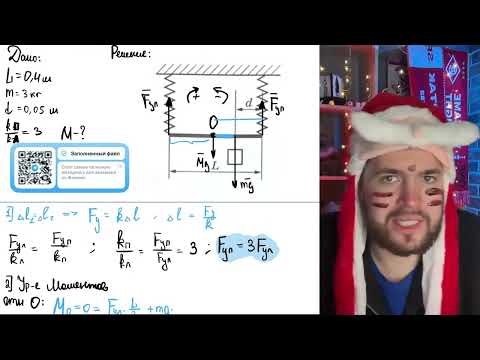 Видео: К двум вертикально расположенным пружинам одинаково длины подвесили однородный стержень  - №21440