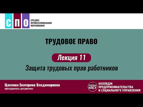 Видео: Лекция 11. Защита трудовых прав работников - Трудовое право