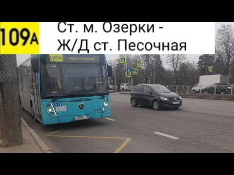Видео: Автобус 109А. Ст. м. Озерки - Ж/Д ст. Песочная (маршрут закрыт)