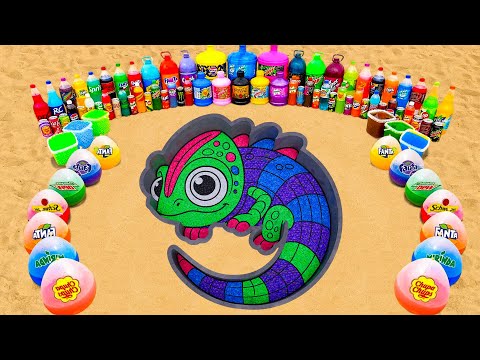 Видео: Как сделать гигантского хамелеона из цемента и шариков Orbeez, Mtn Dew, Mirinda, Fanta, Coca Cola...