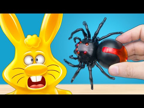 Видео: Необычный большой паук для желейного зайца Харитона