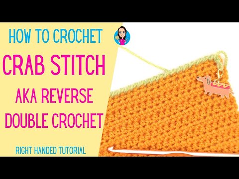 Видео: Как вязать крючком узор «Краб» / обратный столбик с накидом — для правой руки — бордюры для вязан...