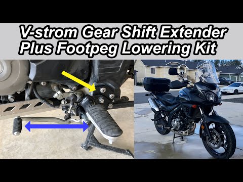 Видео: Комплект для занижения подножек V-Strom 650 + удлинитель рычага переключения передач