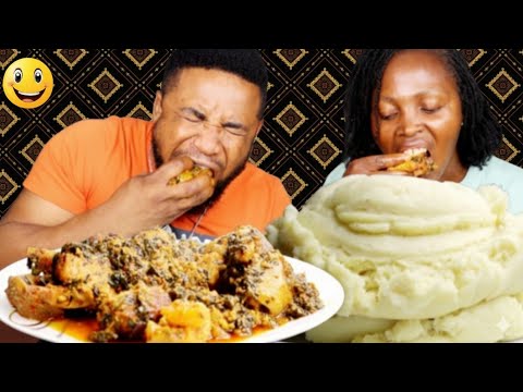 Видео: Романтический мукбанг!! Вкусный микс эгуси с овощным супом и фуфу мукбанг | Африканская кухня мук...