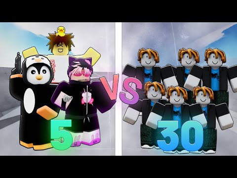 Видео: 5 ПРОФИ против 30 НУБОВ... (Roblox Rivals)