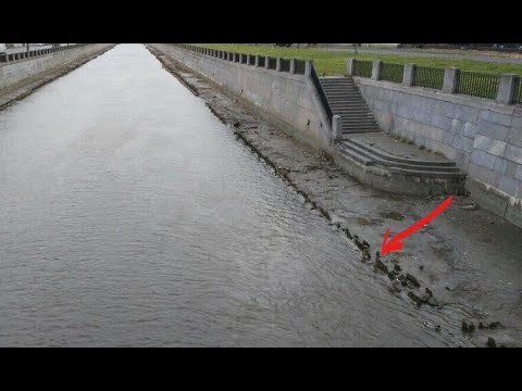 Видео: Вода ушла из Невы и показались набережные 18 века