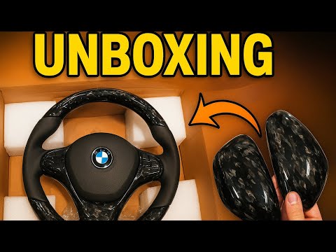 Видео: Уникальный руль ламинирован кованым карбоном для BMW | Forged Carbon Steering Wheel Unboxing