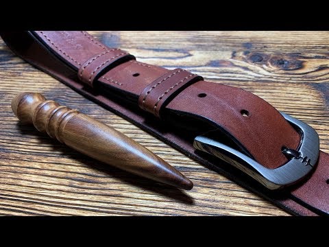 Видео: Ремень поясной/брючный из кожи Краст цвета Коньяк от #wildleathercraft