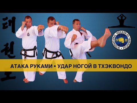 Видео: Атака руками плюс удар ногой в тхэквондо (ИТФ)
