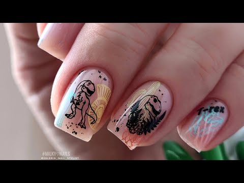 Видео: Стемпинг на  ручках🔥 Пластина с динозаврами от Swanky Stamping