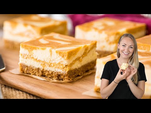 Видео: Тыквенный пирог встречает чизкейк: батончики с тыквенным чизкейком