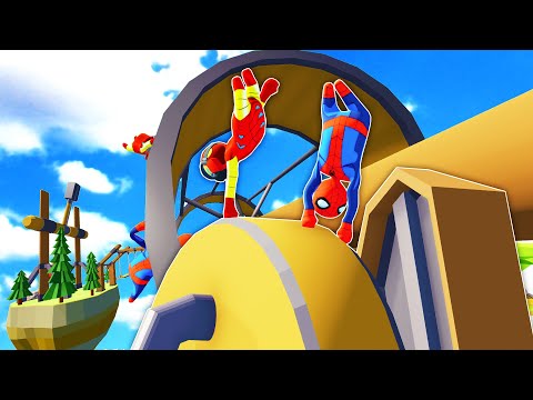 Видео: КОГДА ЗАКРУТИЛО ПЕРЕКРУТИЛО HUMAN FALL FLAT пластилиновые герои ВОЛОДЯ Человек Паук Железный Человек