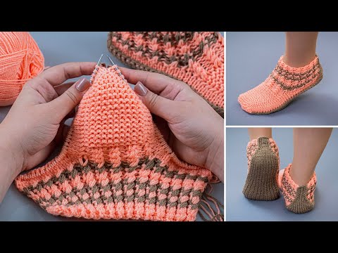 Видео: Красивые следки/носки на 2 спицах  - свяжет даже новичок!