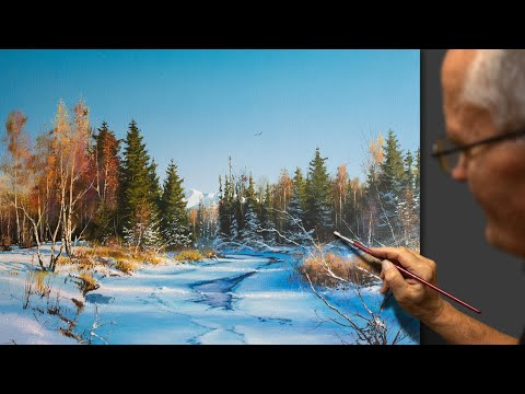 Видео: Зимний поход (зимний пейзаж) Акрил. Художник - Виктор Юшкевич. #88 фото в 2021 году.