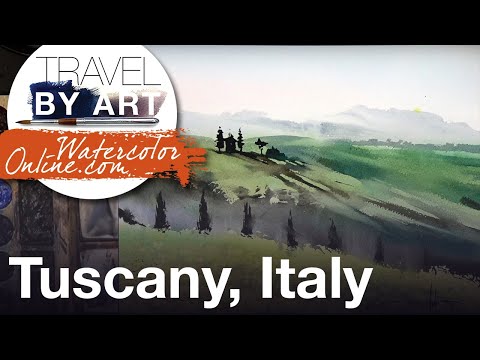 Видео: #219 Путешествие в искусстве, Эп. 85: Тоскана, Италия (Демонстрация акварельного пейзажа)