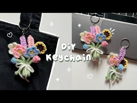 Видео: ♡ Мастер-класс по вязанию крючком брелока-букета | Шить не нужно ♡