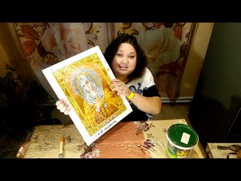 Видео: Алмазная мозаика/вышивка готовая работа.покрываем акриловым лаком.как покрыть алмазную мозаику лаком