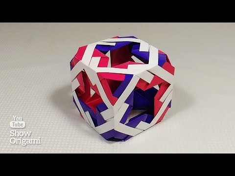 Видео: Кусудама КУБИК из бумаги собранный из 12 модулей