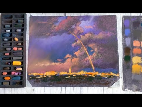 Видео: После грозы. Пейзаж сухой пастелью