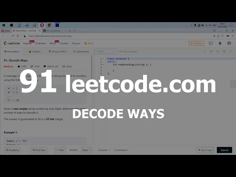 Видео: Разбор задачи 91 leetcode.com Decode Ways. Решение на C++