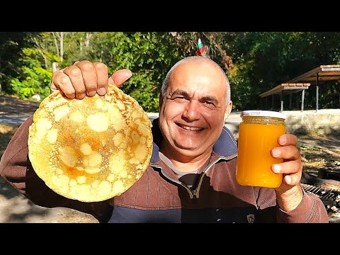 Видео: Горски палачинки с мед,  приготвени на жив огън сред природата за моите деца! Есенно приключение!!!