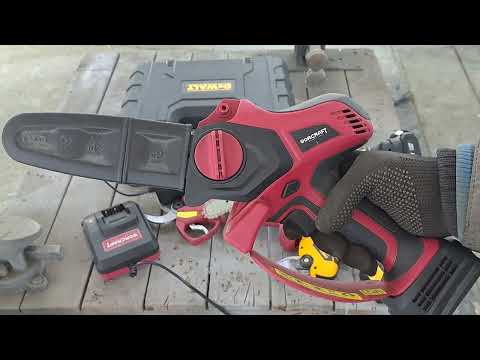 Видео: Сравнение цепных мини  пил и секаторов фирм  DeWALT и WORCRAFT.
